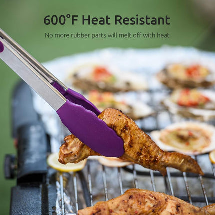 U-Taste 315℃ Heat Resistant Silicone Kitchen Tong 7/9/12in (Purple)