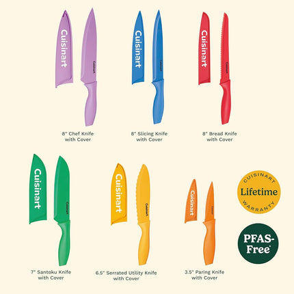 Cuisinart Advantage 12-Piece Knife Set, Bright (6 Knives and 6 Knife Covers)