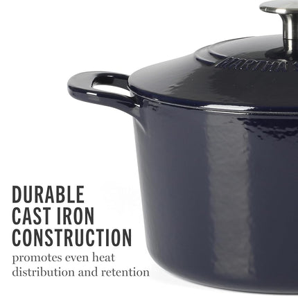 Martha Stewart Gatwick 4 Quart Enamel Cast Iron Dutch Oven - Navy Blue