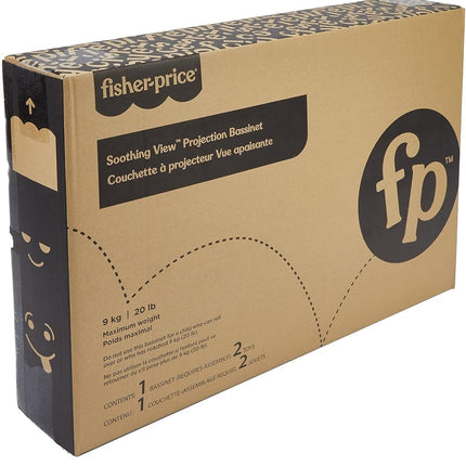Berceau portable Fisher-Price Apaisant avec projection, lumières, musique, vibrations et pliage compact pour nouveau-nés de 0 mois et plus, Fawning Leaves