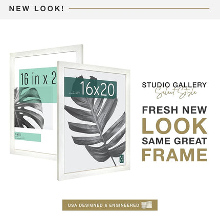 MCS Studio Gallery 16x20 Picture Frame White Woodgrain, Photo Frame for Photos, Posters & Art Prints (1-Pack)
