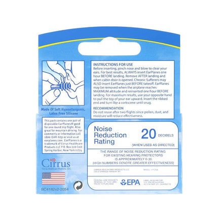 EarPlanes Ear Plugs 1 Pair (Pack of 4)