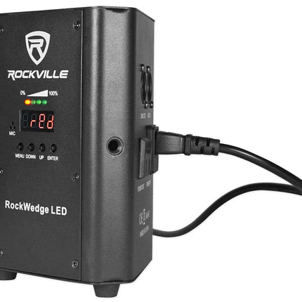 Luz Par DMX inalámbrica Rockville 54w RGBWA+UV con batería recargable (RockWedge LED)