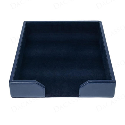 Dacasso Navy Blue Bonded Leather Luxury Letter Tra