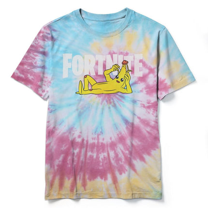 FORTNITE Boys' Peel Yourself Logo T-Shirt, Blue/Pink/Light Yellow, X-Large