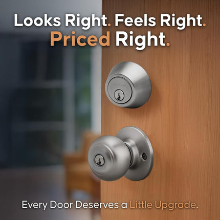 Copper Creek CKDB141PS Colonial Door Knob Keyed Alike with Deadbolt Combination, Polished Stainless