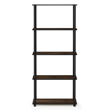 Furinno TURN-N-TUBE 5-Tier Tool-Free Corner Shelf, Columbia Walnut