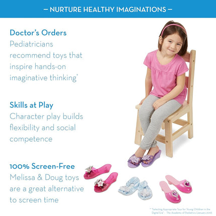 Melissa & Doug Costume Role Play Collection - Step In Style! Dress-Up Shoes Set (4 Pairs) - Princess Play Shoes for Kids Ages 3+