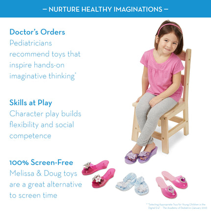 Melissa & Doug Costume Role Play Collection - Step In Style! Dress-Up Shoes Set (4 Pairs) - Princess Play Shoes for Kids Ages 3+