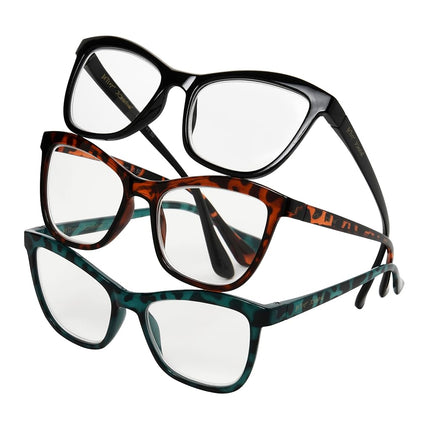 Lentes de lectura Telcroc de Betsey Johnson para mujer, Negro, Carey, Carey verdoso, 2.5X