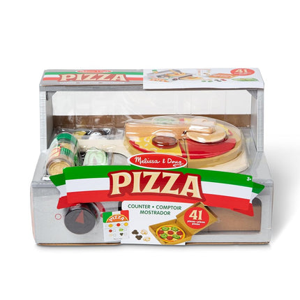 Melissa & Doug Wooden Pizza Toy Shop – Kitchen with Oven & Food Set | Role Play for Children | Age 3+ - FSC Certified
