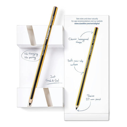 Staedtler Noris digital classic 180 22, EMR stylus, stylus for digital writing and drawing on EMR touch screens (classic hexagonal shape, 4,096 pressure levels, fine 0.7 mm tip), yellow/black