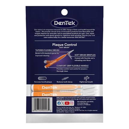 DenTek Easy Brush Advanced Clean Interdental Cleaners, Standard, 16 Count, 6 Pack