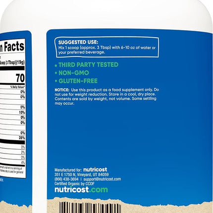 Nutricost Organic Egg White Protein Powder (1LB) 25 Servings Per Container - GMO-Free, Gluten-Free