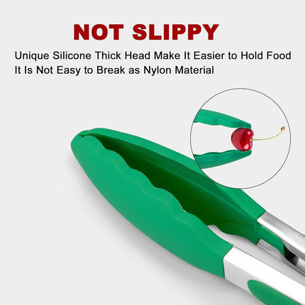 Lot de 2 pinces de cuisine en silicone – 23 cm et 30 cm, résistantes à la chaleur jusqu'à 260 °C, compatibles avec les ustensiles de cuisson antiadhésifs, embouts en silicone ondulés, sans BPA, anneau de verrouillage et de suspension, turquoise
