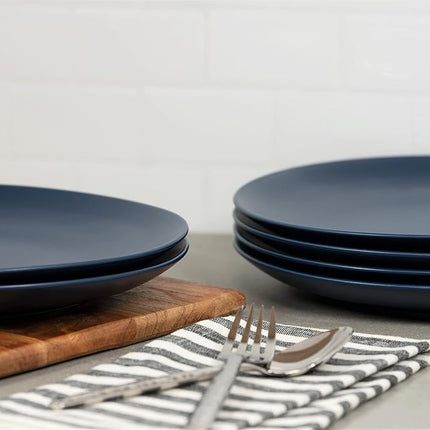 10 Strawberry Street Wazee Matte 10.5" Coupe Dinner Plate, Set of 6, Midnight Blue