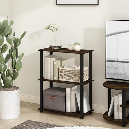 Furinno TURN-S-TUBE 3-Tier Tool-Free Corner Shelf, Amber Pine
