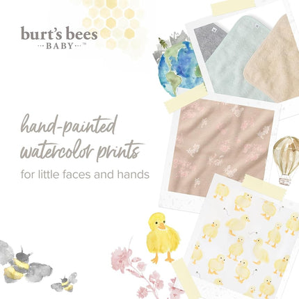 Burt's Bees Baby Toddler Wash Cloths 100% Organic Cotton Soft and Super Absorbent Knitted Terry Cloth and Woven Terry Wash Cloths 3 Pack