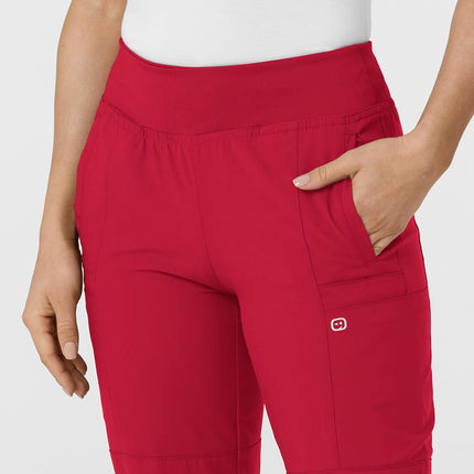 WonderWink W123 Women's 5555 Comfort Waist Jogger Pant, Red, 2X
