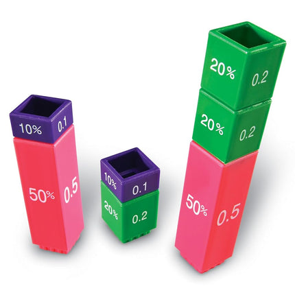 Learning Resources Fraction Tower Equivalency Cubes, Ages 6+, Maths Learning Toys for Kids, Visual Fractions Set with Decimals & Percentages, 51 Pieces