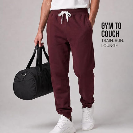 Southpole Men's 1570 Basic Active Fleece Jogger Sweatpants, Burgundy, Large