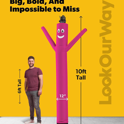 LookOurWay Air Dancers Inflatable Tube Man Attachment - 10 Feet Tall Wacky Waving Inflatable Dancing Tube Guy for Business Promotion - Blower Not Included - Pink