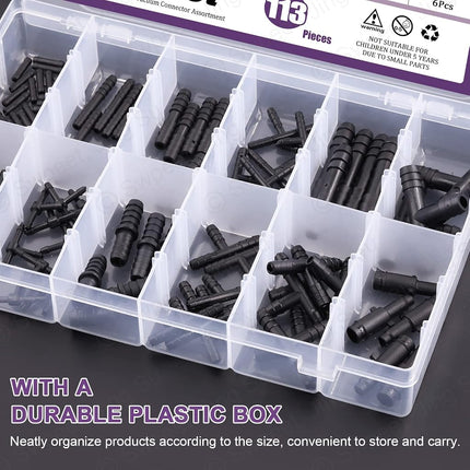 Swpeet 113Pcs Barbed Vacuum Connector Kit, Including Tee, Reducer, and Straight Connectors for Replacing Vacuum Hoses
