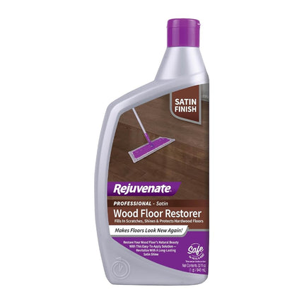 Rejuvenate Professional Wood Floor Restorer and Polish with Durable Finish Non-Toxic Easy Mop On Application Satin Finish 32oz