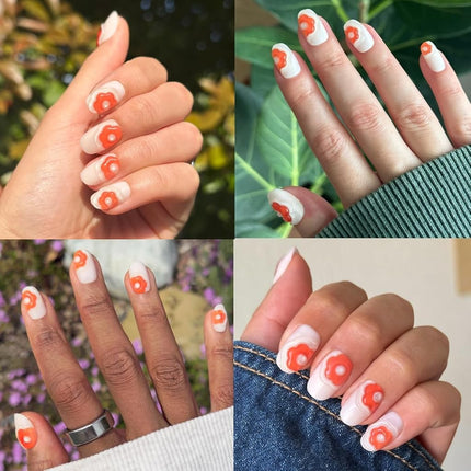 Olive & June Maximalist Instant Mani Press-On Nails (Glue) | 42 Fake Nails, 21 Sizes | Non-Toxic, Long-Lasting Big, Bold Gorgeous Realistic Look | Salon-Quality | Short, Round | Puffy Bubble Flowers
