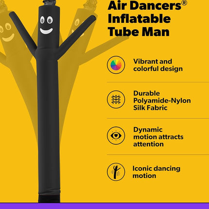 LookOurWay Air Dancers Inflatable Tube Man Attachment - 10 Feet Tall Wacky Waving Inflatable Dancing Tube Guy for Business Promotion - Blower Not Included - Black
