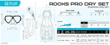 Cressi Rocks Pro Dry Set - Children Mask Fins Snorkel Set