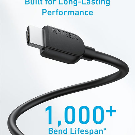 Anker HDMI Cable 8K@60Hz, 6ft Ultra HD 4K@120Hz HDMI to HDMI Cord, 48 Gbps Certified Ultra High-Speed HDMI Cable, Compatible with PlayStation 5, Xbox, Samsung TVs, and More