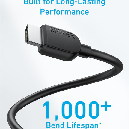 Cable HDMI Anker 8K@60Hz, Cable HDMI Ultra HD de 0.9 m 4K@120Hz, Certificado de Alta Velocidad 48Gbps, Compatible con PlayStation 5, Xbox, televisores Samsung y Más