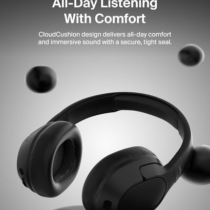 Belkin SoundForm Isolate Bluetooth Over-Ear Headphones - Hybrid Active Noise Cancelling Headphones - Wireless w/ 60H Playtime, Fast Charging & CloudCushion Ear Cups for Travel, Home, or Office - Black