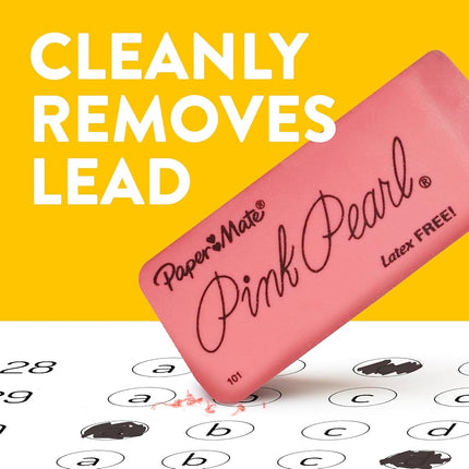 Paper Mate Pink Pearl Erasers, Large, 12 Packs of 3 (36 Erasers)