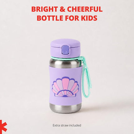 Skip Hop Spark Style Stainless Steel Straw Bottle - Seashell
