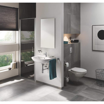 GROHE Essentials Cube - Toilet Brush Set - Material: Glass and Metal - Wall Mounted - Concealed Fastening - Durable Sparkling Sheen - Chrome - 40513001