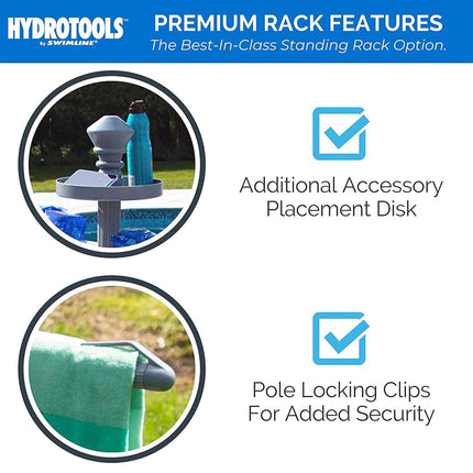 Swimline HYDROTOOLS 89033 Premium Free Standing Poolside Valet Towel Rack Adjustable With Water Weighted Base Three Arms Secure Clips For Outdoors & Indoors Pool Patio Poolside Holder Drying Stand