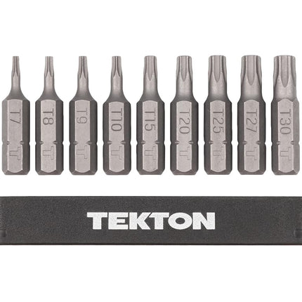 TEKTON 1/4 Inch Star Bit Set with Rail, 9-Piece (T7-T30) | DZT93001