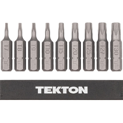 TEKTON 1/4 Inch Star Bit Set with Rail, 9-Piece (T7-T30) | DZT93001