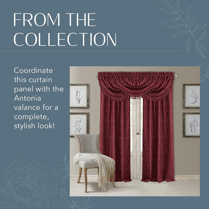 Elrene Home Fashions 20860ELR Antonia Blackout Rod Pocket/Back Tab Window Curtain Panel,Rouge,52" X 84