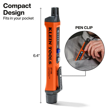 Klein Tools ET190 Gas Leak Detector, Wide Detection Range, Audible and LED Alerts, Slim and Lightweight