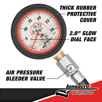 Manomètre de pneu LONGACRE 52024 0-30 PSI 2 pouces GID