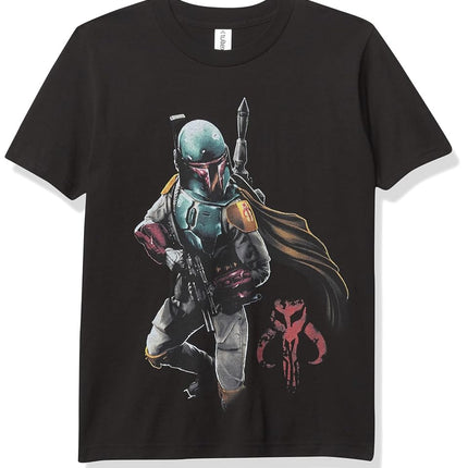 STAR WARS Mandalorian Warrior Boy's Premium Solid Crew Tee, Black, Youth Small