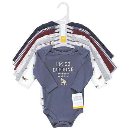 Hudson Baby Lot de 3 bodys en coton à manches longues pour bébé garçon, Chiens, 6-9 mois
