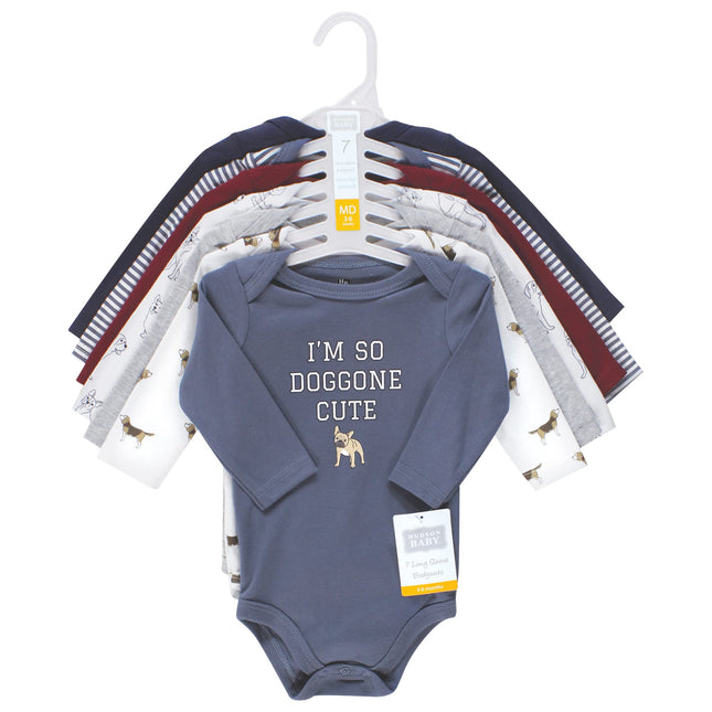 Hudson Baby baby-boys Cotton Long-sleeve Bodysuits 3-pack, Boy Dogs, 18-24 Months