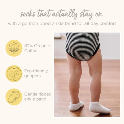 Burt's Bees Baby Socks, 6-Pack Ankle Or Crew With Non-slip Grips, Made With Organic Cotton Casual Socks Unisex Baby (6 Pack), Pastel Pink, 0-3 mois