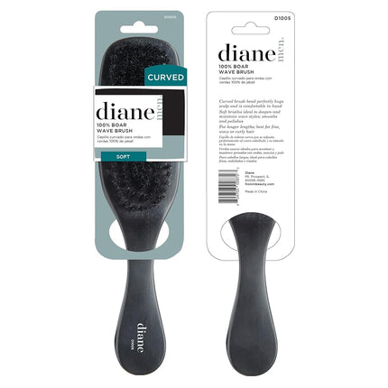 Diane 100% soft boar bristle curved wave mens hair brush with handle, d1005