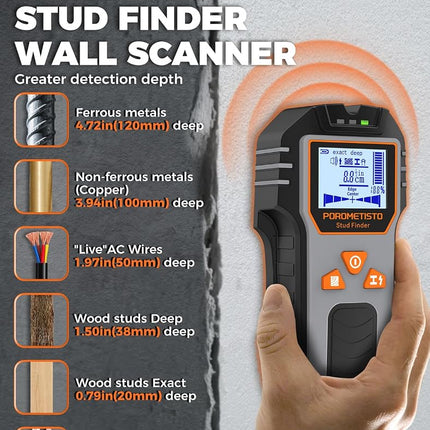 6-in-1 Stud Finder Wall Scanner, POROMETISTO DSF01 Wall Stud Finder