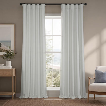 HPD Half Price Drapes Darkening Curtains-96 Inches Long Luxury Curtains for Bedroom & Living Room (1 Panel), 50W X 96L, Oyster, faux linen, 50" W x 96" L (Pack of 1)